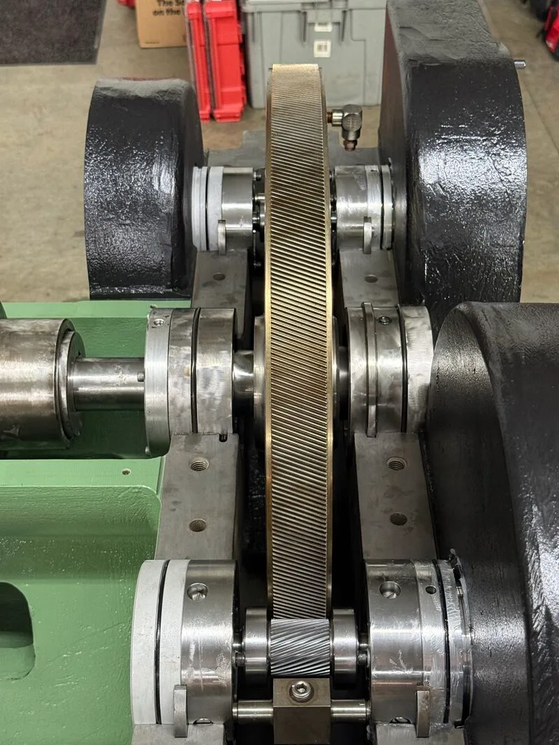 Bull gear seated in the gearcase during the overhaul